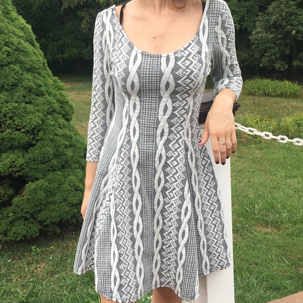 Aiden Y Grey and White Dress